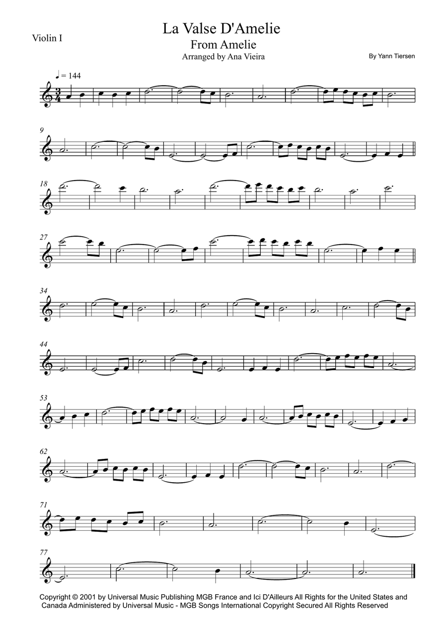 La Valse D'amelie La Valse D'amelie String Quartet scores gallery preview page 4