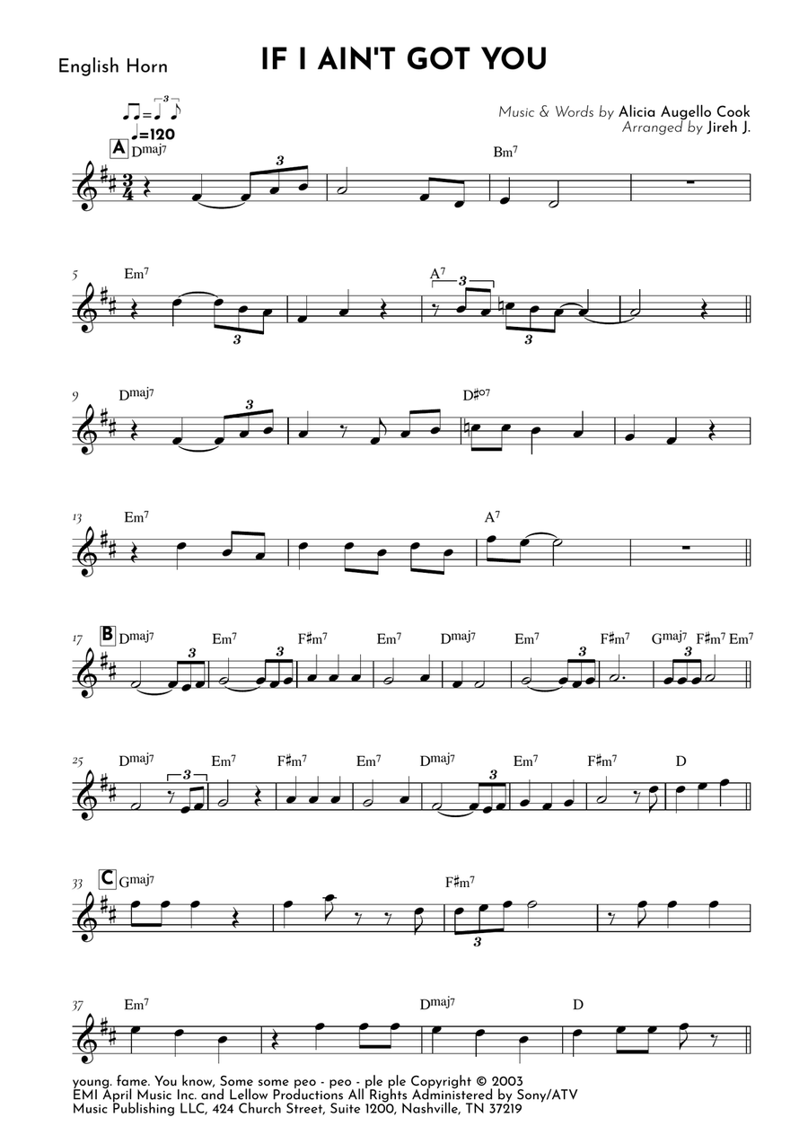 If I Ain't Got You If I Ain't Got You English Horn scores gallery preview page 2