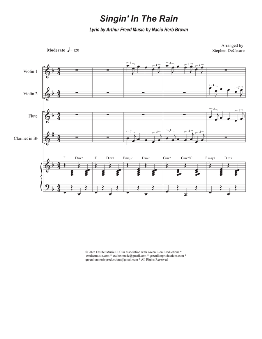 Singin' In The Rain (Duet for Flute and Bb-Clarinet) Woodwind Duet scores gallery preview page 1