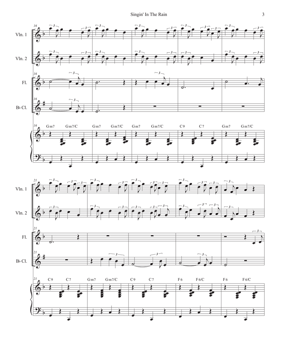 Singin' In The Rain (Duet for Flute and Bb-Clarinet) Woodwind Duet scores gallery preview page 3