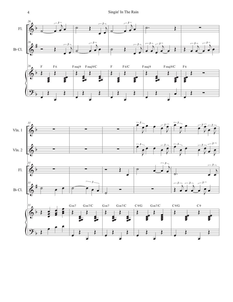 Singin' In The Rain (Duet for Flute and Bb-Clarinet) Woodwind Duet scores gallery preview page 4