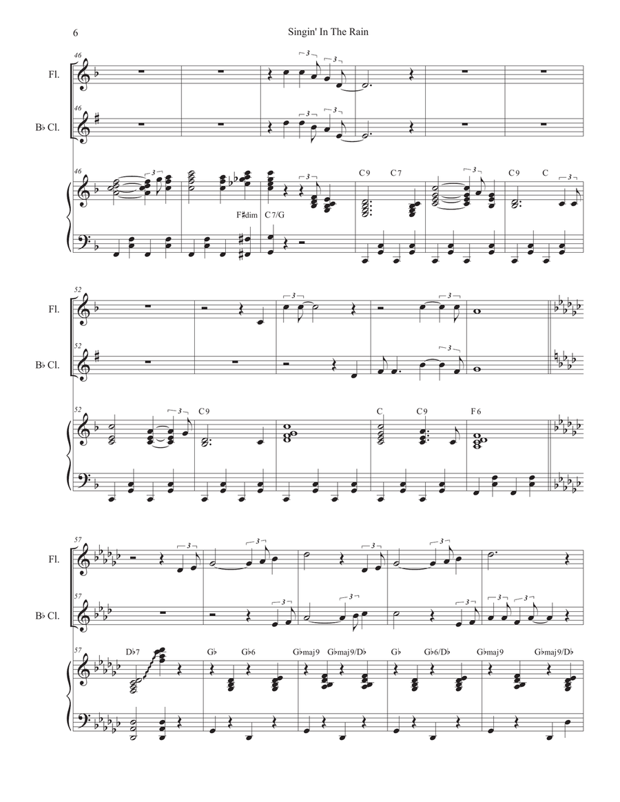 Singin' In The Rain (Duet for Flute and Bb-Clarinet) Woodwind Duet scores gallery preview page 6
