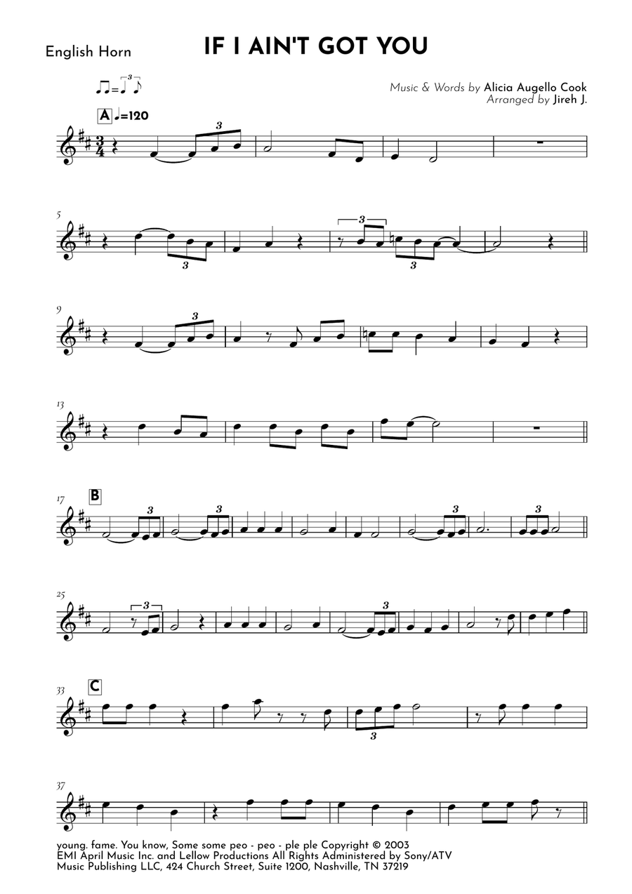 If I Ain't Got You If I Ain't Got You English Horn scores gallery preview page 2