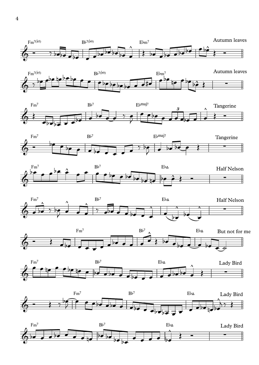 10 Chet Baker II-V-I Licks in 12 keys Trumpet scores gallery preview page 4