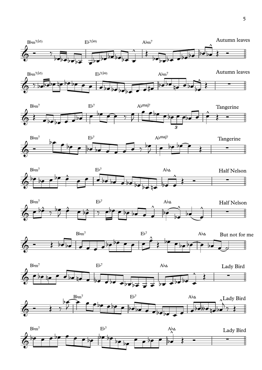 10 Chet Baker II-V-I Licks in 12 keys Trumpet scores gallery preview page 5