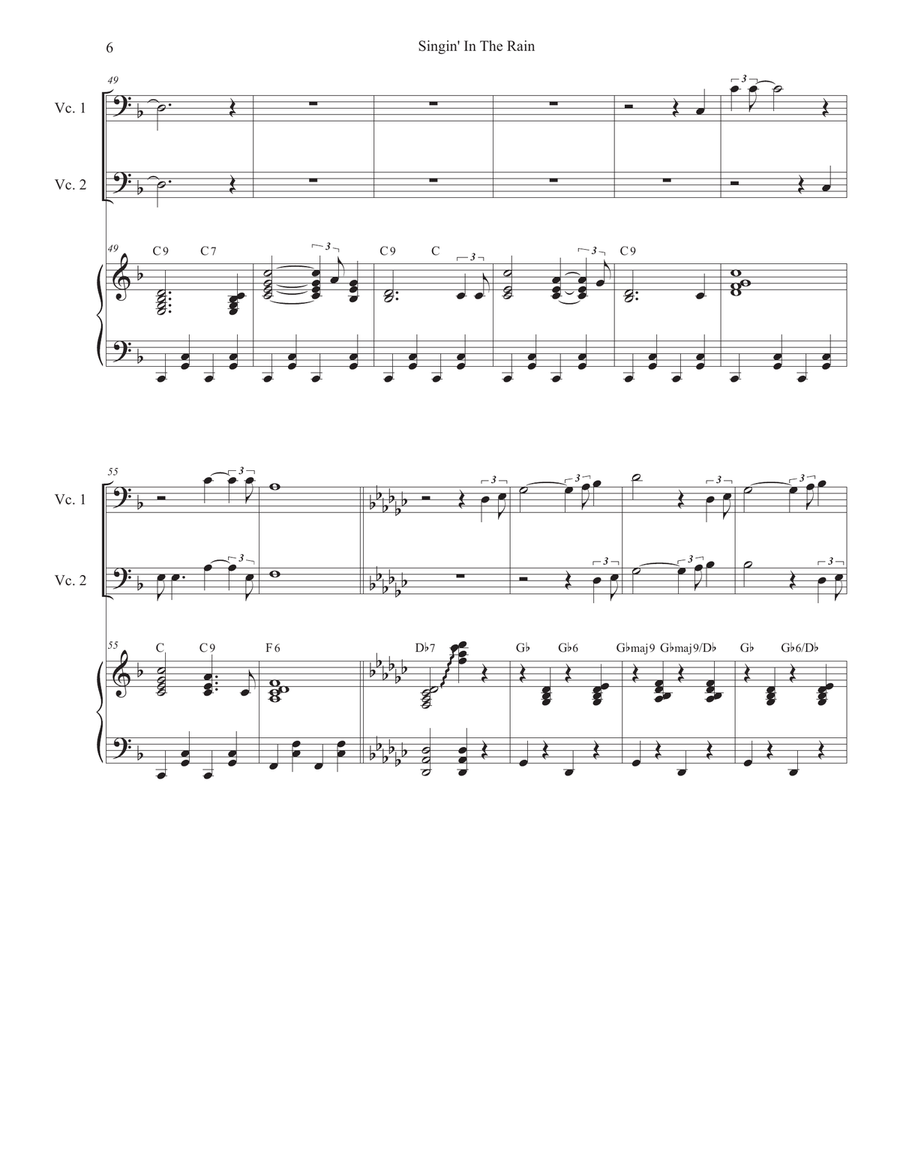 Singin' In The Rain (Cello Duet) String Duet scores gallery preview page 6