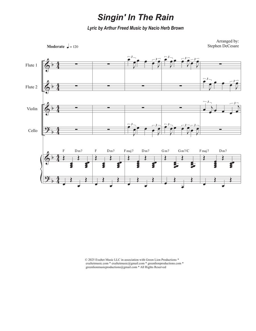 Singin' In The Rain (Duet for Violin and Cello) Piano Trio scores gallery preview page 1
