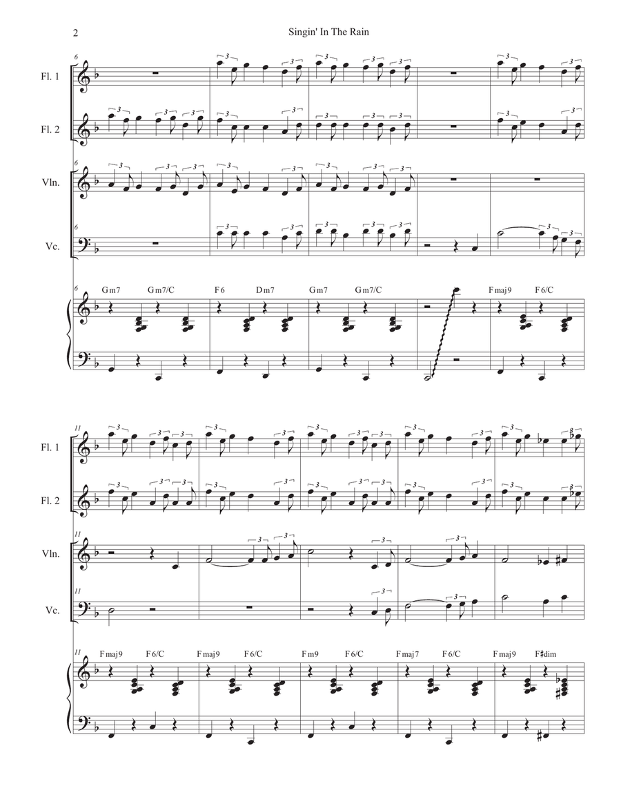 Singin' In The Rain (Duet for Violin and Cello) Piano Trio scores gallery preview page 2