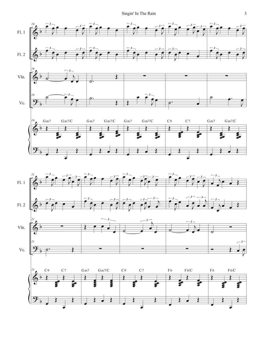 Singin' In The Rain (Duet for Violin and Cello) Piano Trio scores gallery preview page 3