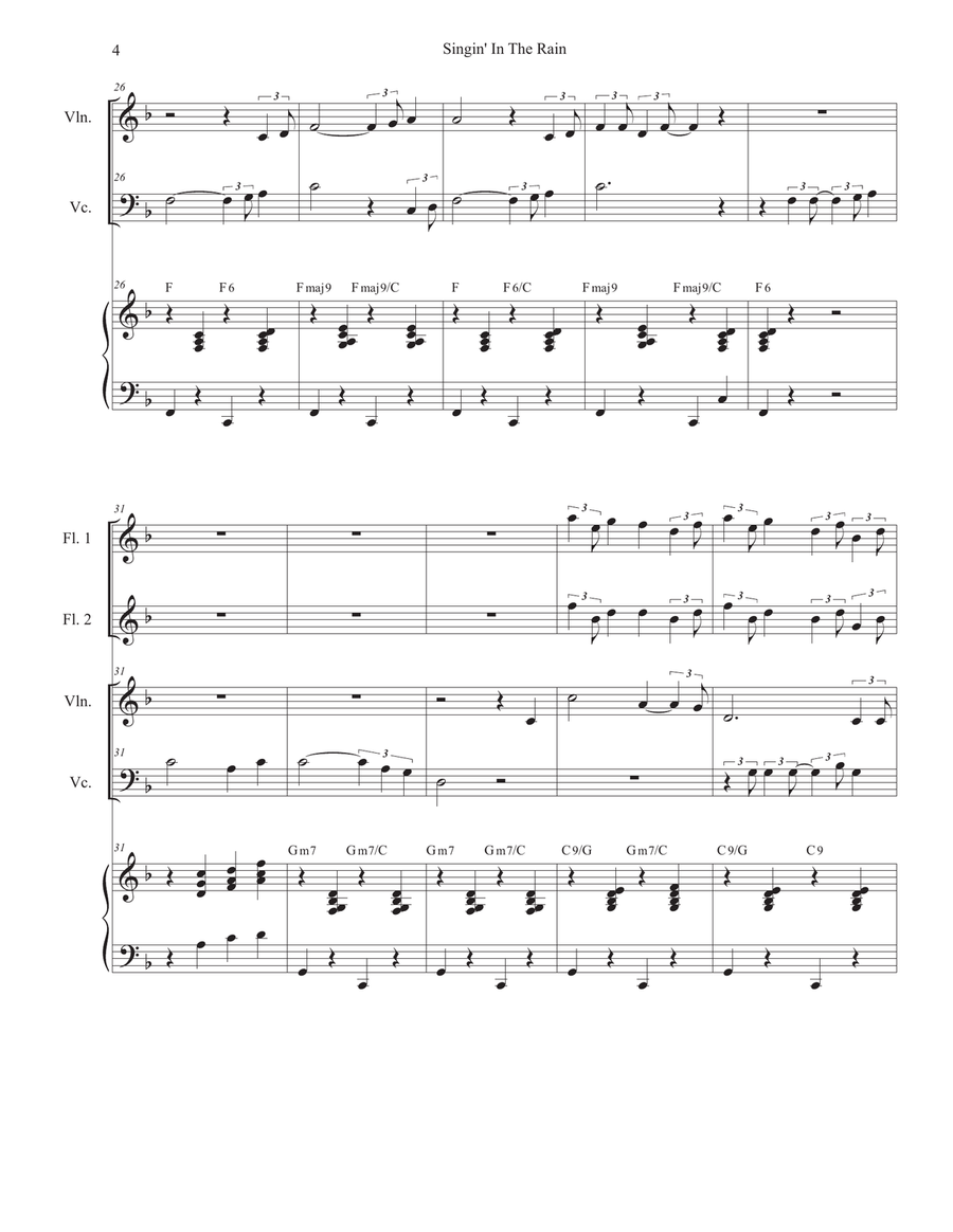 Singin' In The Rain (Duet for Violin and Cello) Piano Trio scores gallery preview page 4