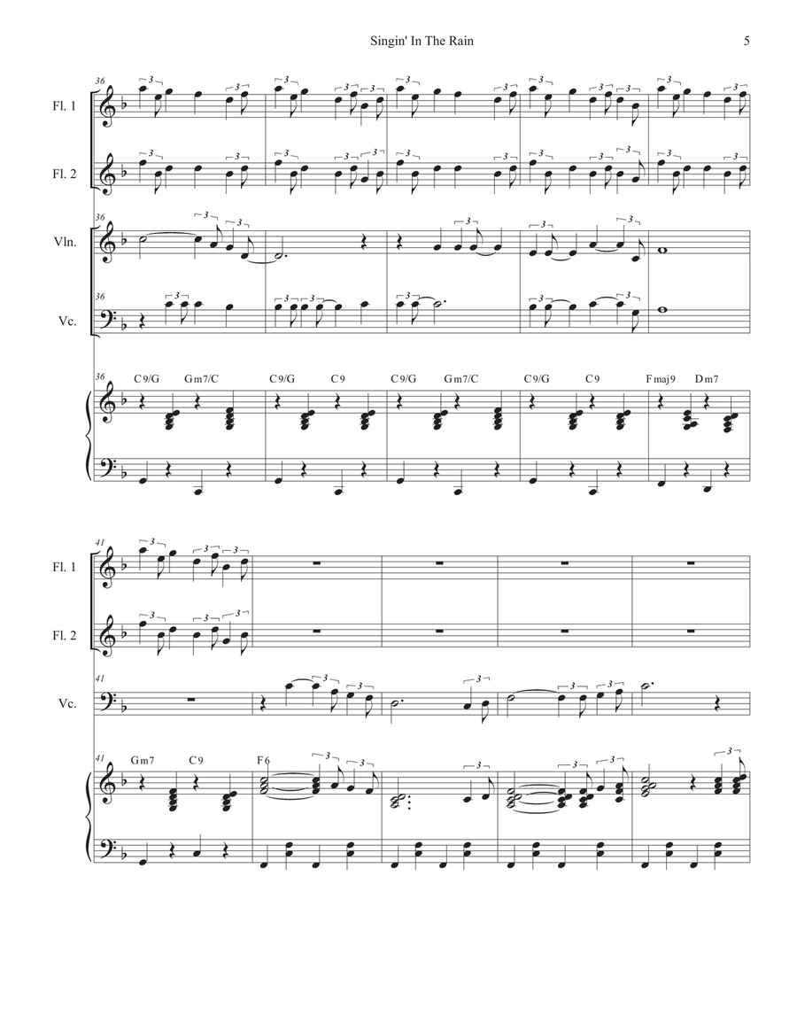 Singin' In The Rain (Duet for Violin and Cello) Piano Trio scores gallery preview page 5