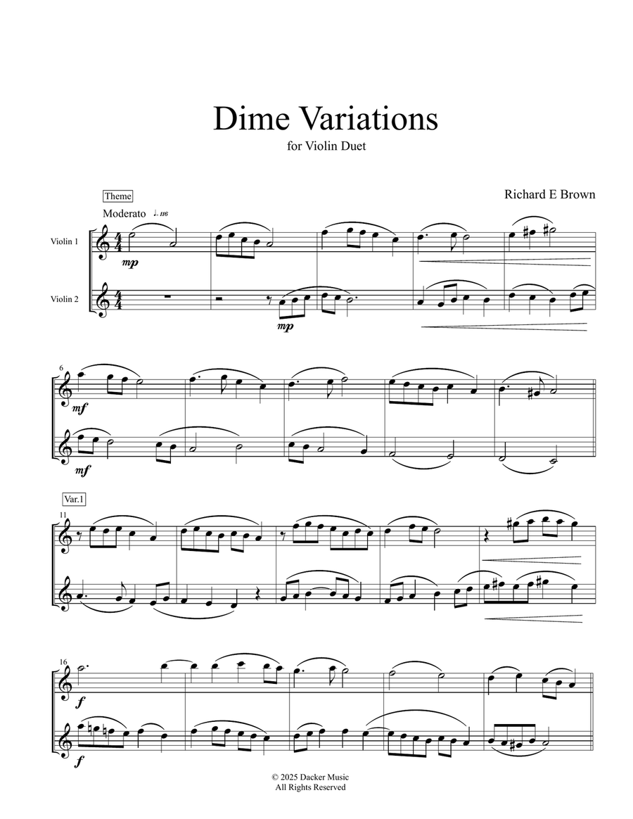 Dime Variations - Violin Duet String Duet scores gallery preview page 3