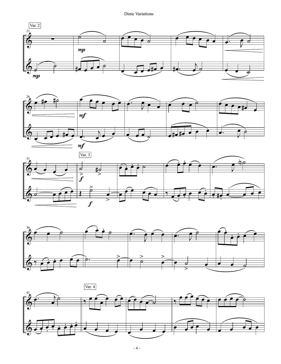 Dime Variations - Violin Duet String Duet scores gallery preview page 4