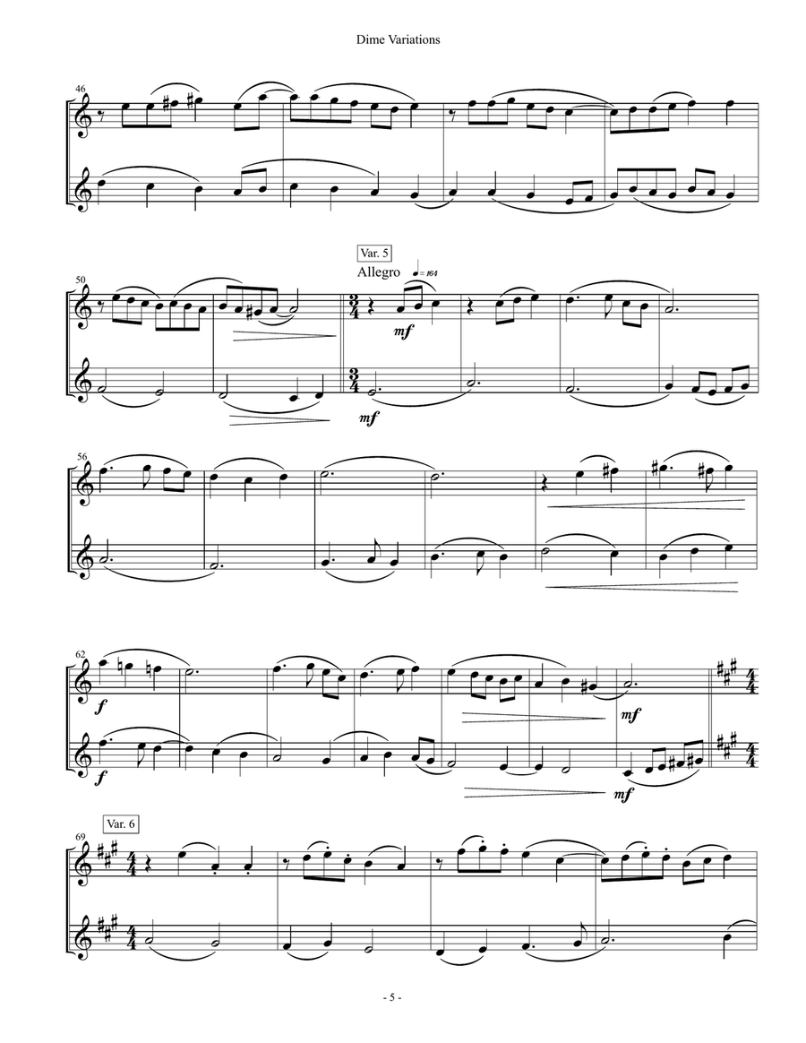 Dime Variations - Violin Duet String Duet scores gallery preview page 5