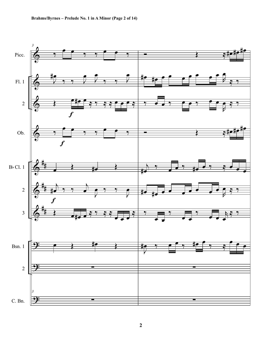 Johannes Brahms – Prelude No. 1, in A Minor (Woodwind Choir) Johannes Brahms – Prelude No. 1, in A Minor (Woodwind Choir) Woodwind Ensemble scores gallery preview page 2