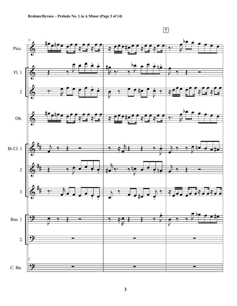 Johannes Brahms – Prelude No. 1, in A Minor (Woodwind Choir) Johannes Brahms – Prelude No. 1, in A Minor (Woodwind Choir) Woodwind Ensemble scores gallery preview page 3
