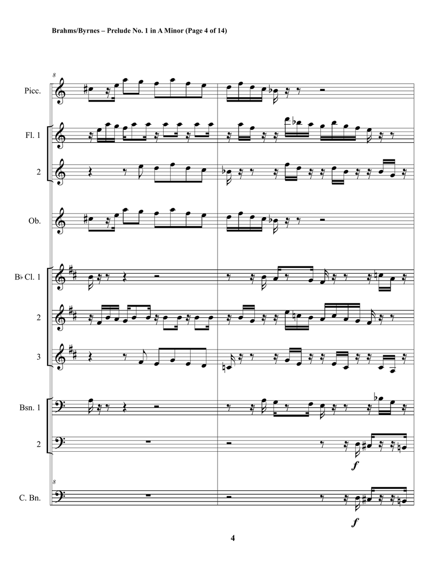 Johannes Brahms – Prelude No. 1, in A Minor (Woodwind Choir) Johannes Brahms – Prelude No. 1, in A Minor (Woodwind Choir) Woodwind Ensemble scores gallery preview page 4