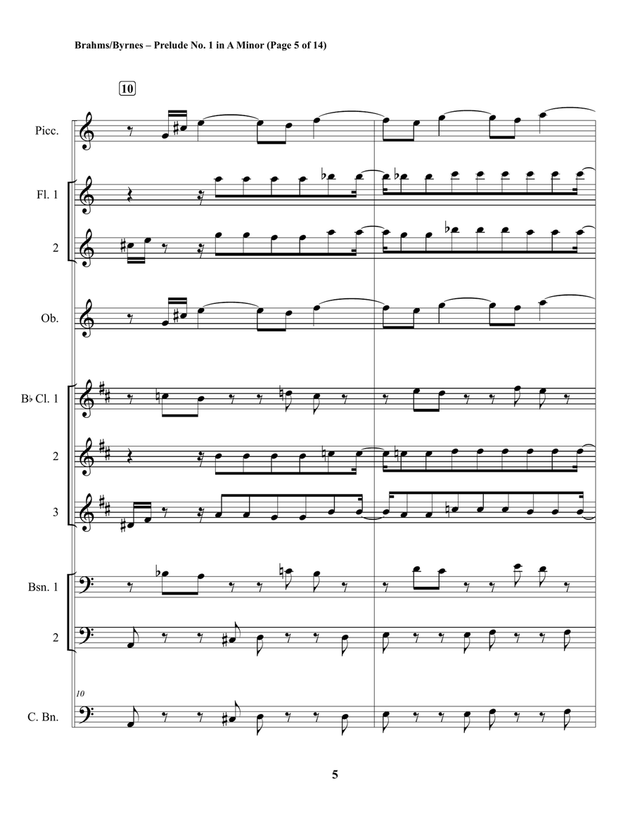 Johannes Brahms – Prelude No. 1, in A Minor (Woodwind Choir) Johannes Brahms – Prelude No. 1, in A Minor (Woodwind Choir) Woodwind Ensemble scores gallery preview page 5