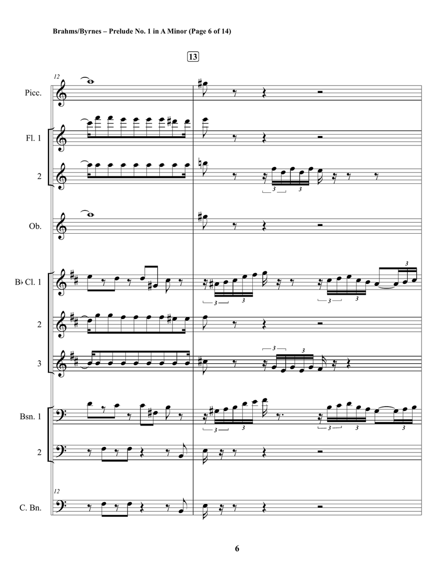 Johannes Brahms – Prelude No. 1, in A Minor (Woodwind Choir) Johannes Brahms – Prelude No. 1, in A Minor (Woodwind Choir) Woodwind Ensemble scores gallery preview page 6