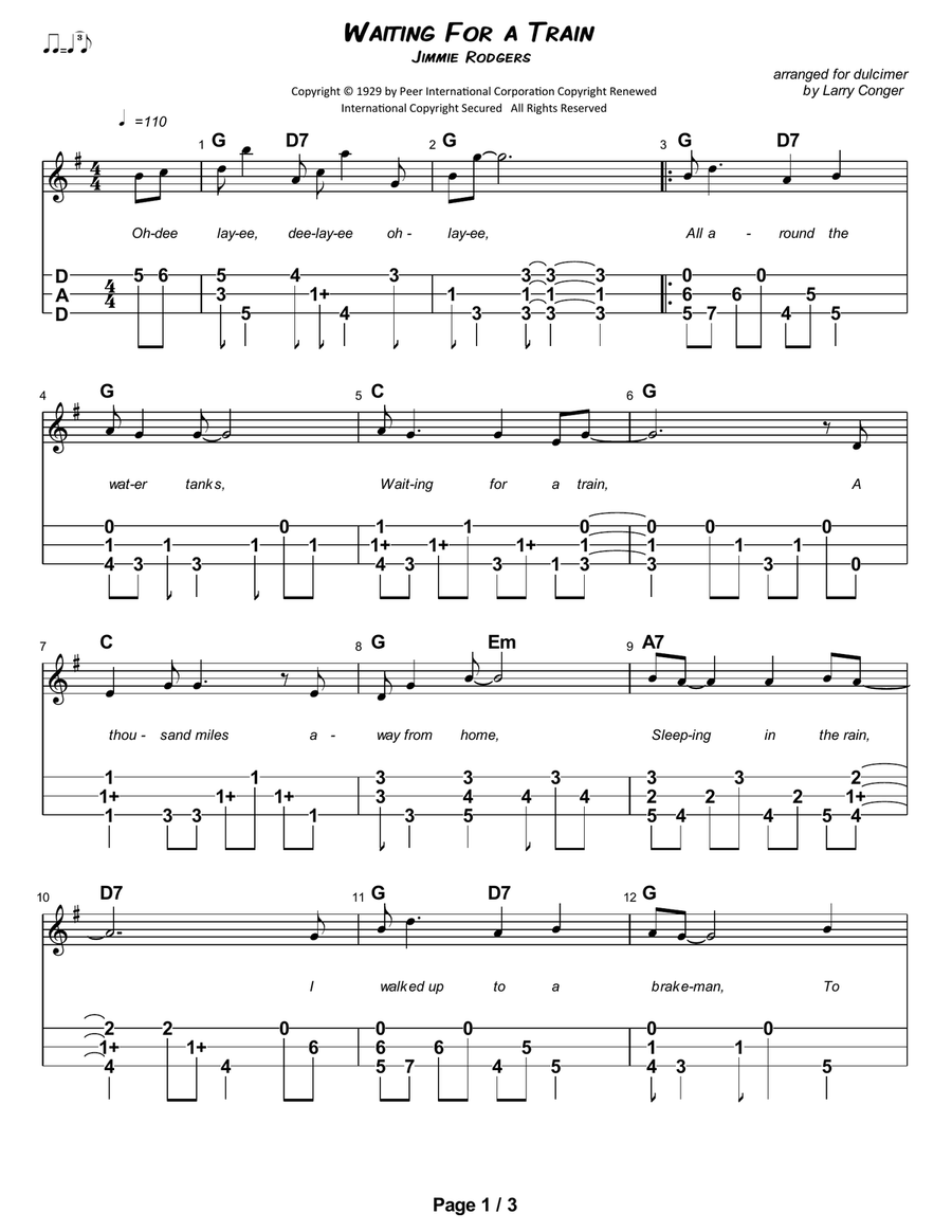 Waiting for a Train Dulcimer scores gallery preview page 2