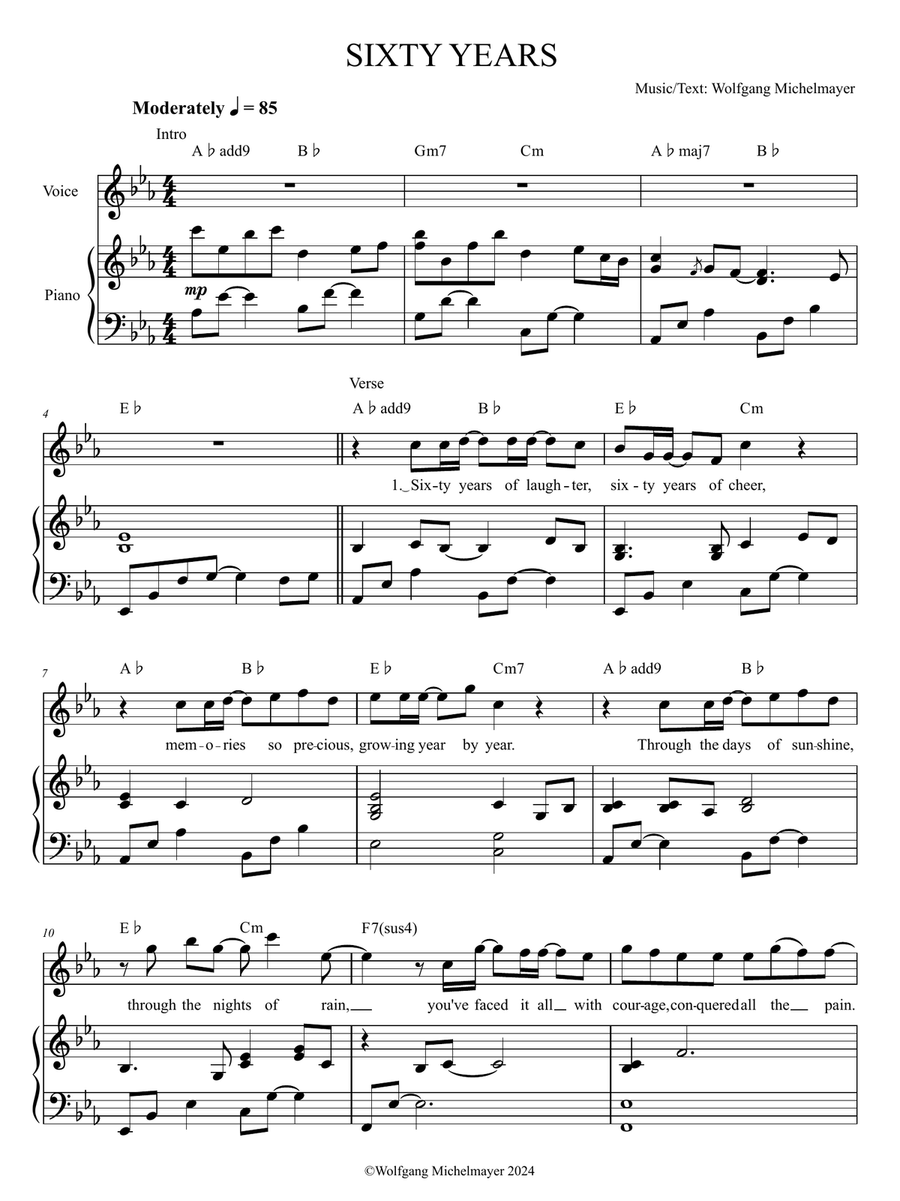 Sixty Years Piano, Vocal scores gallery preview page 1