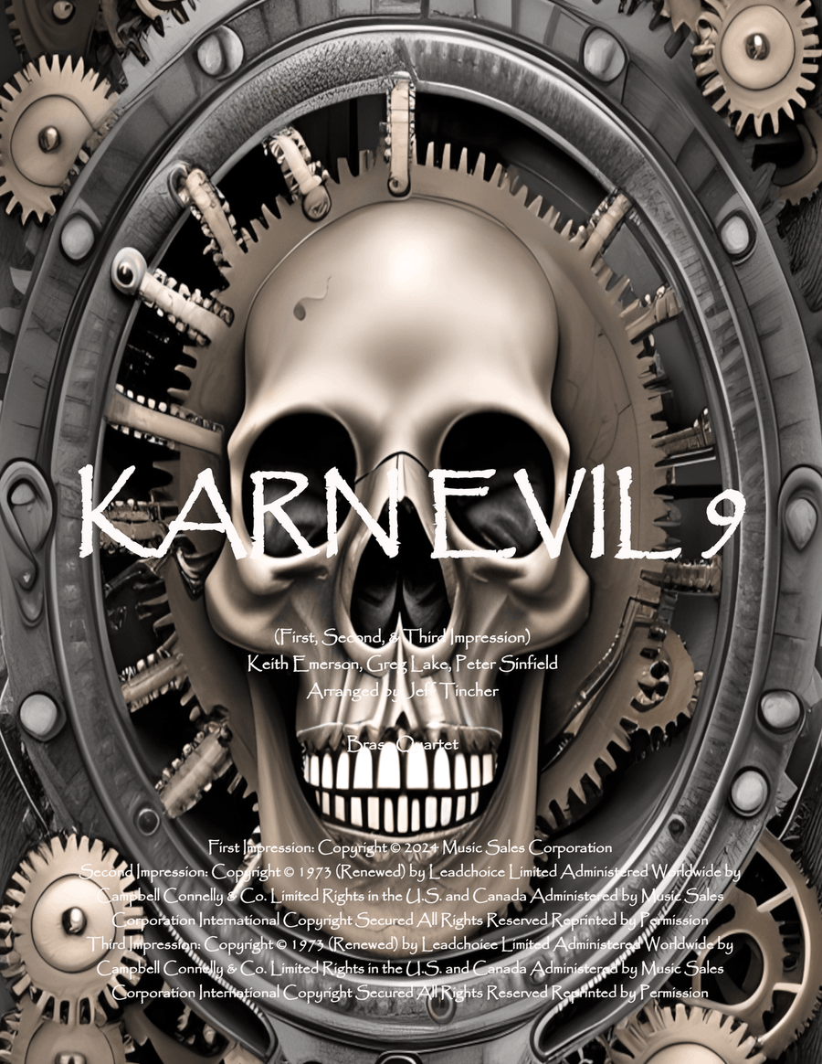 Medley: Karn Evil 9 (First Impression) with Karn Evil 9 (Second Impression) and Karn Evil 9 (Thir... Brass Quartet scores gallery preview page 1