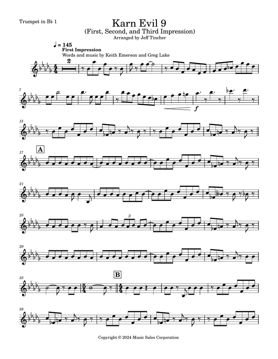 Medley: Karn Evil 9 (First Impression) with Karn Evil 9 (Second Impression) and Karn Evil 9 (Thir... Brass Quartet scores gallery preview page 2
