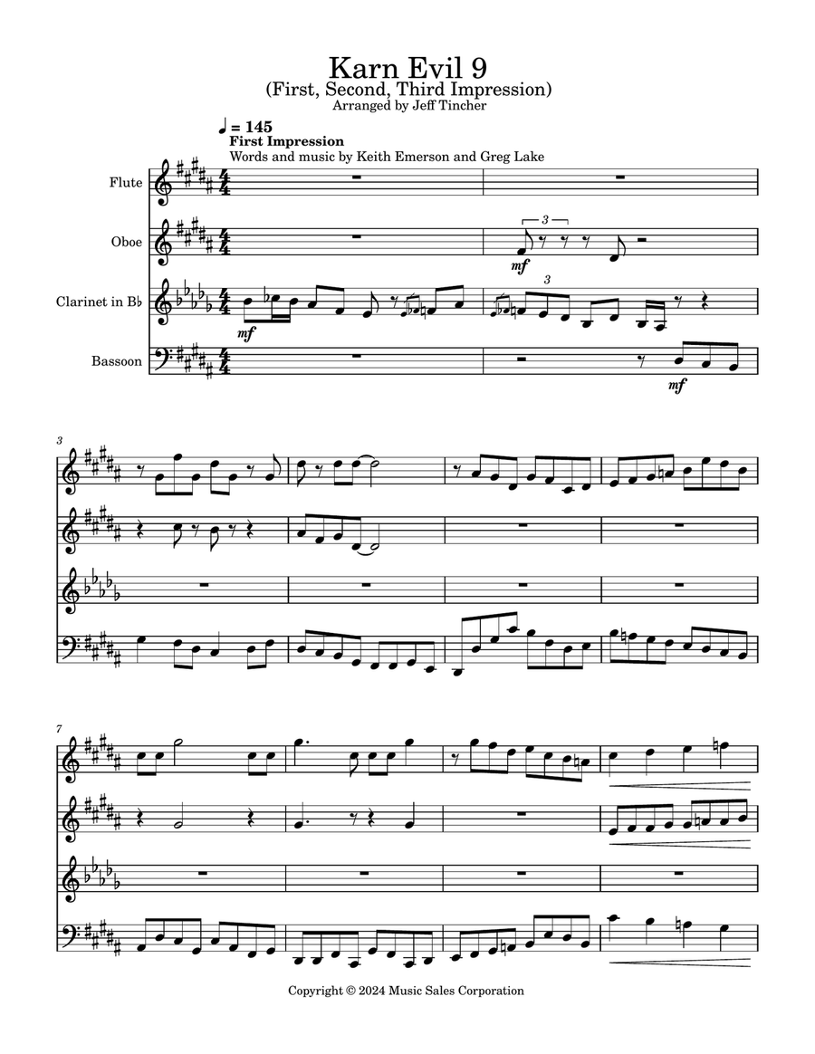 Medley: Karn Evil 9 (First Impression) with Karn Evil 9 (Second Impression) and Karn Evil 9 (Thir... Woodwind Quartet scores gallery preview page 2