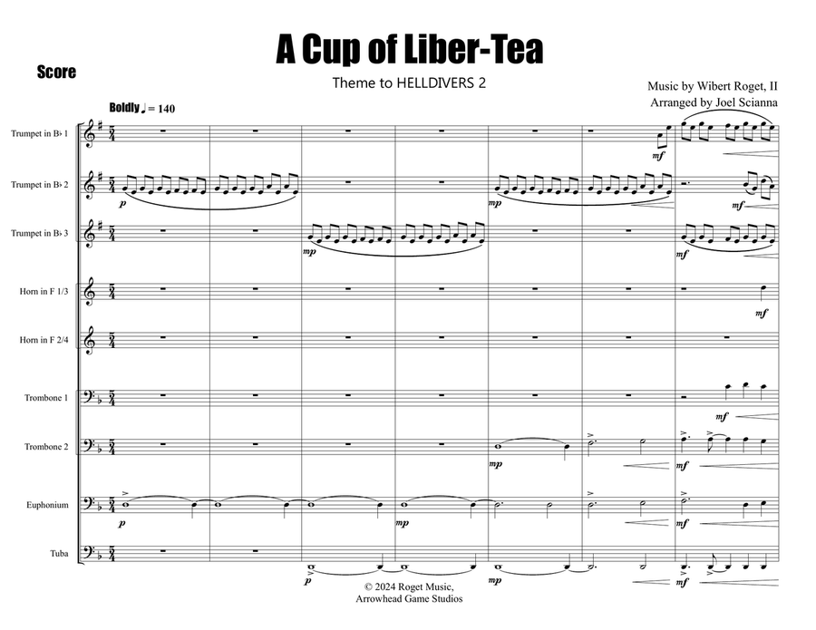 A Cup Of Liber-Tea (Helldivers 2 Main Title Theme) Brass Ensemble scores gallery preview page 2