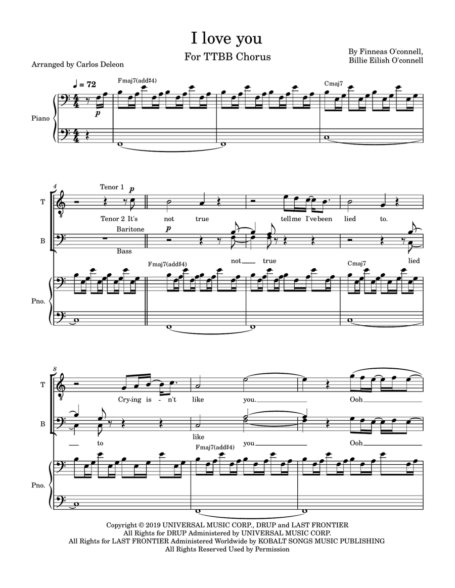 I Love You I Love You TTBB scores gallery preview page 1