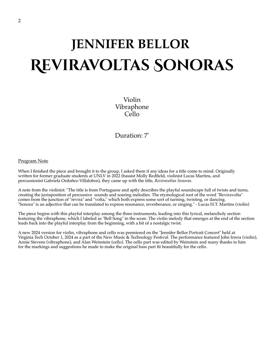 Reviravoltas Sonoras - violin, vibraphone, and cello Small Ensemble scores gallery preview page 3