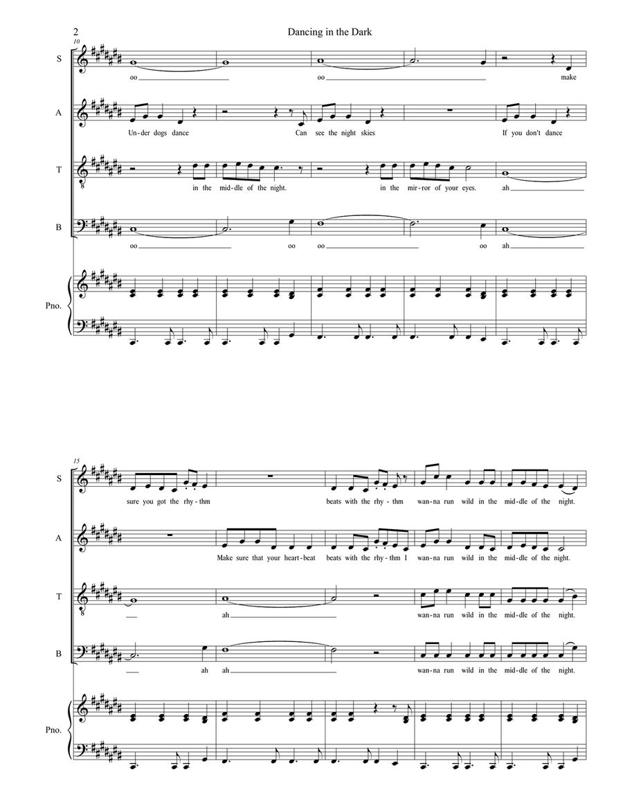 Dancing In The Dark Dancing In The Dark 4-Part scores gallery preview page 2