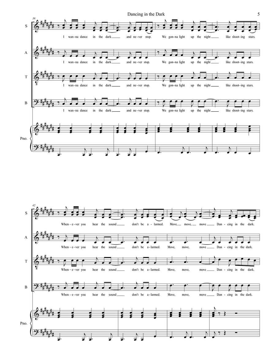 Dancing In The Dark Dancing In The Dark 4-Part scores gallery preview page 5