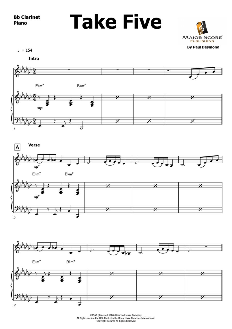 Take Five B-Flat Clarinet scores gallery preview page 2
