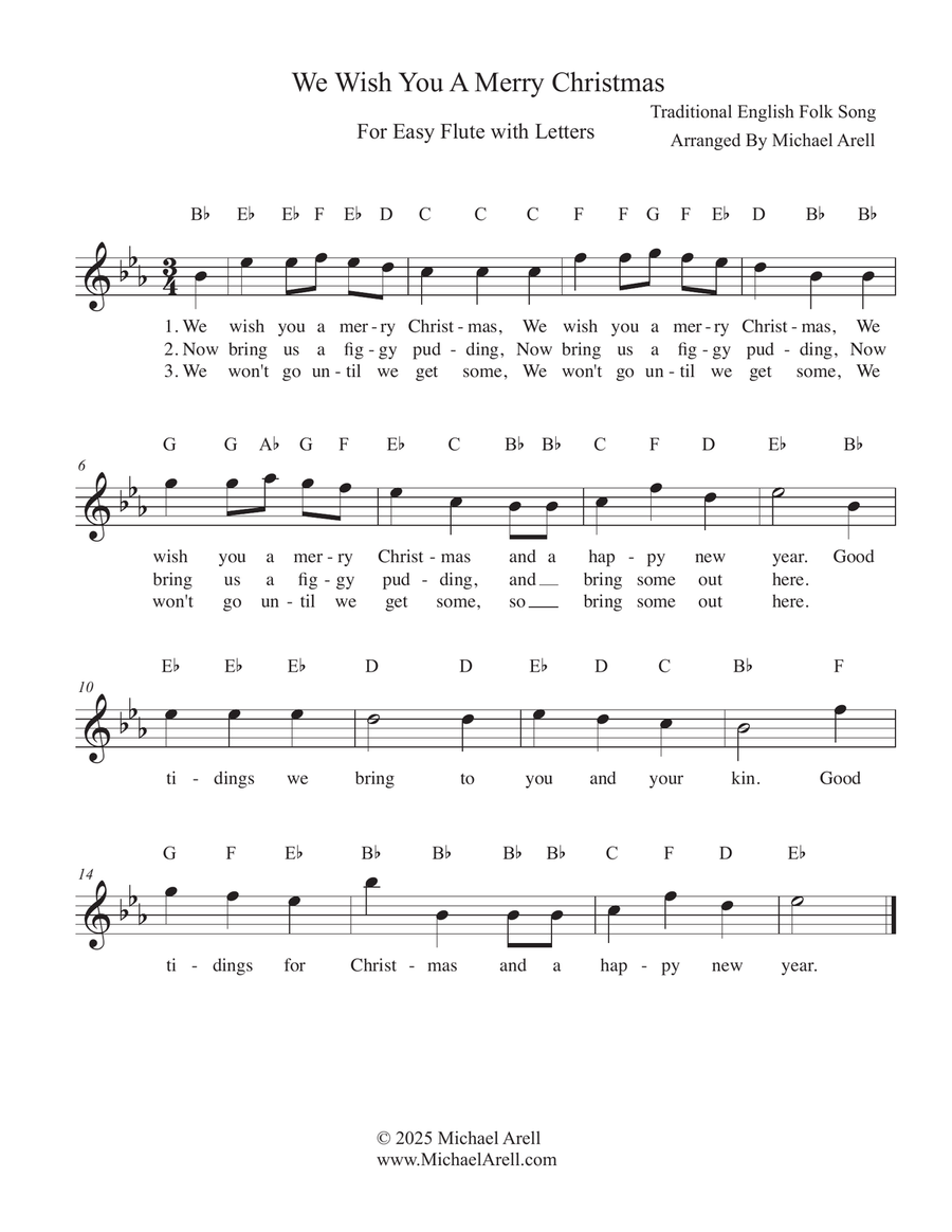 We Wish You A Merry Christmas for Flute Piccolo scores gallery preview page 1