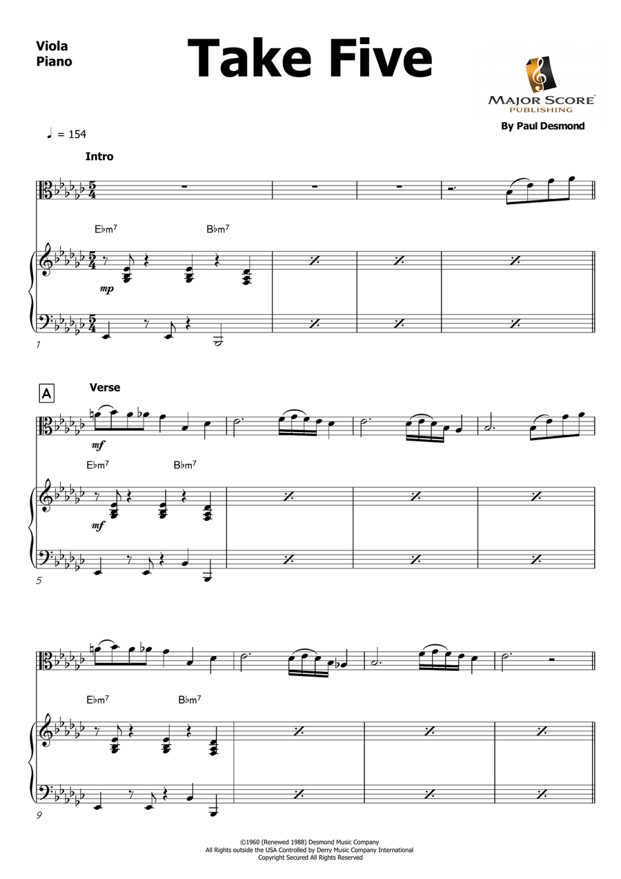 Take Five Viola scores gallery preview page 2