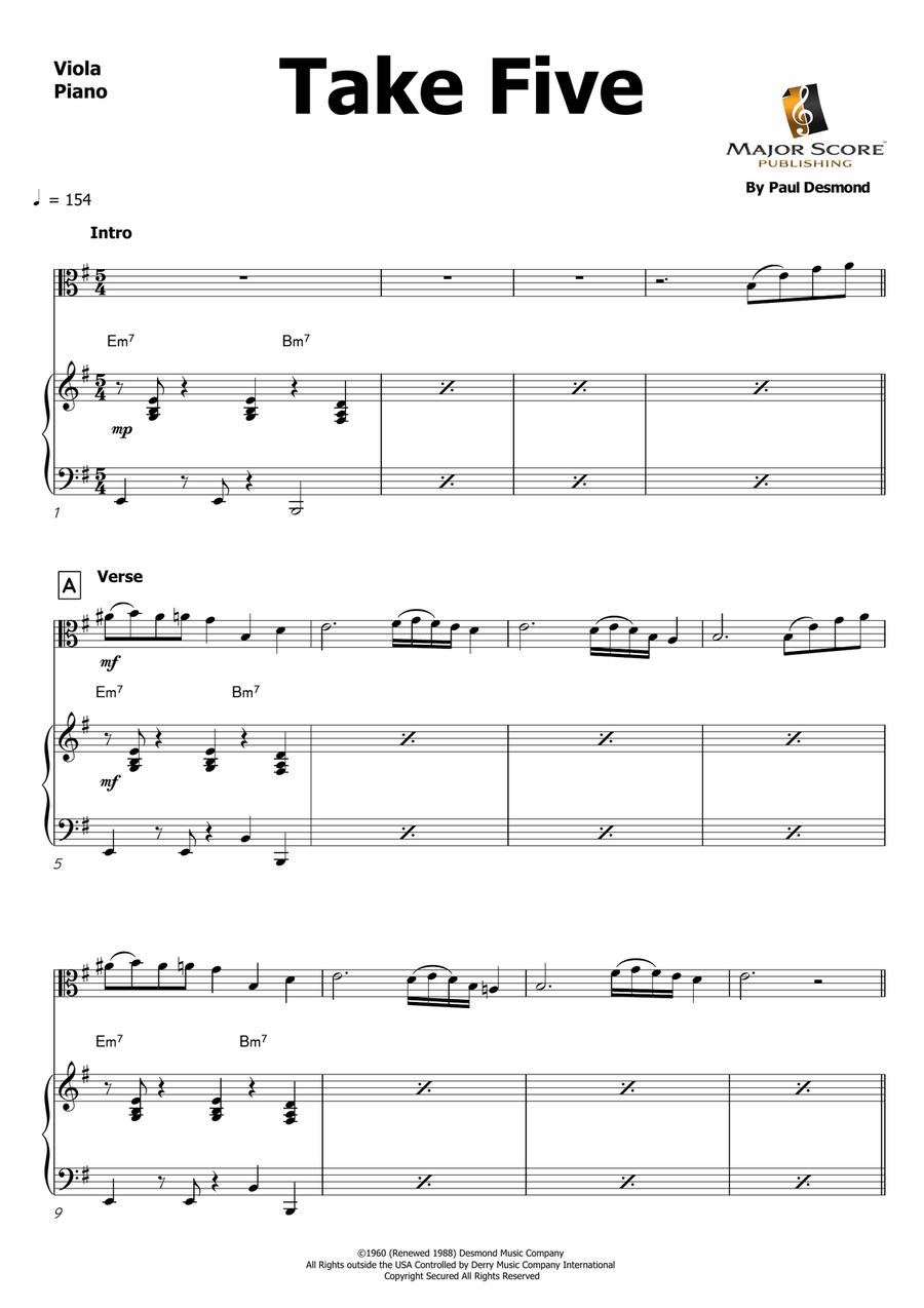 Take Five Viola scores gallery preview page 2