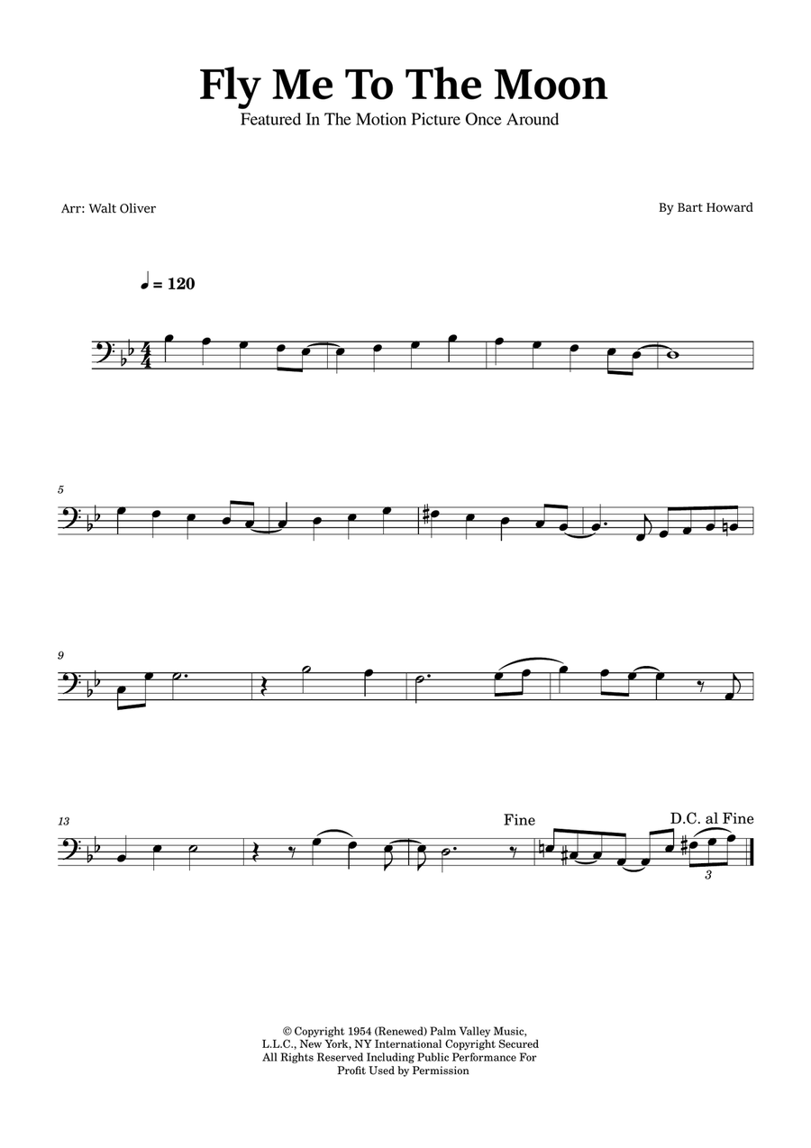 Fly Me To The Moon (In Other Words) Cello Solo scores gallery preview page 1
