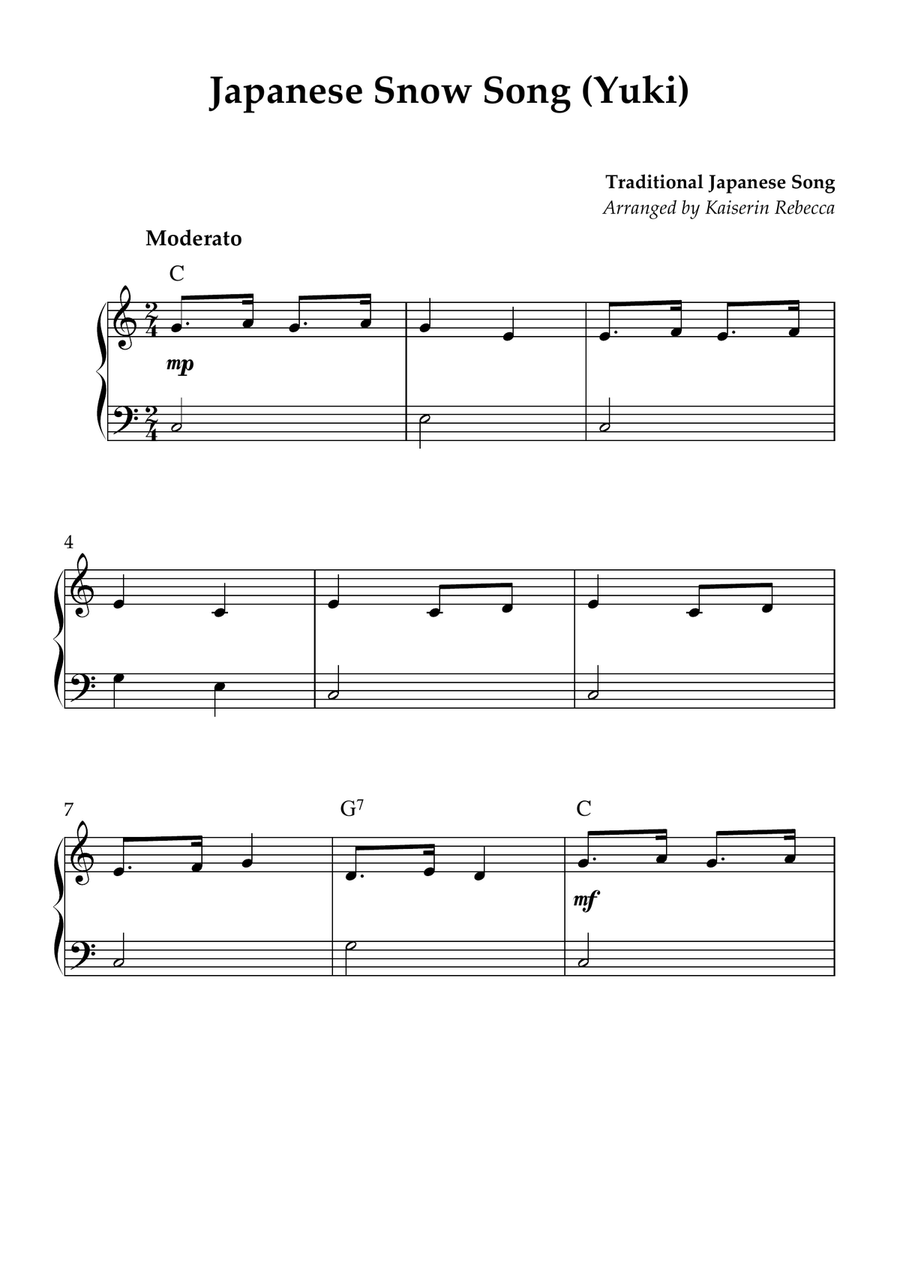 Japanese Snow Song (Yuki) Piano Method scores gallery preview page 1