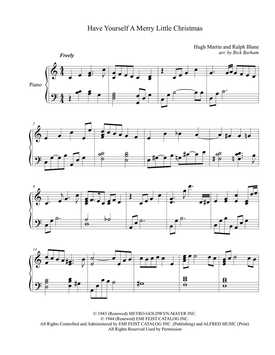 Have Yourself A Merry Little Christmas Piano Solo scores gallery preview page 1