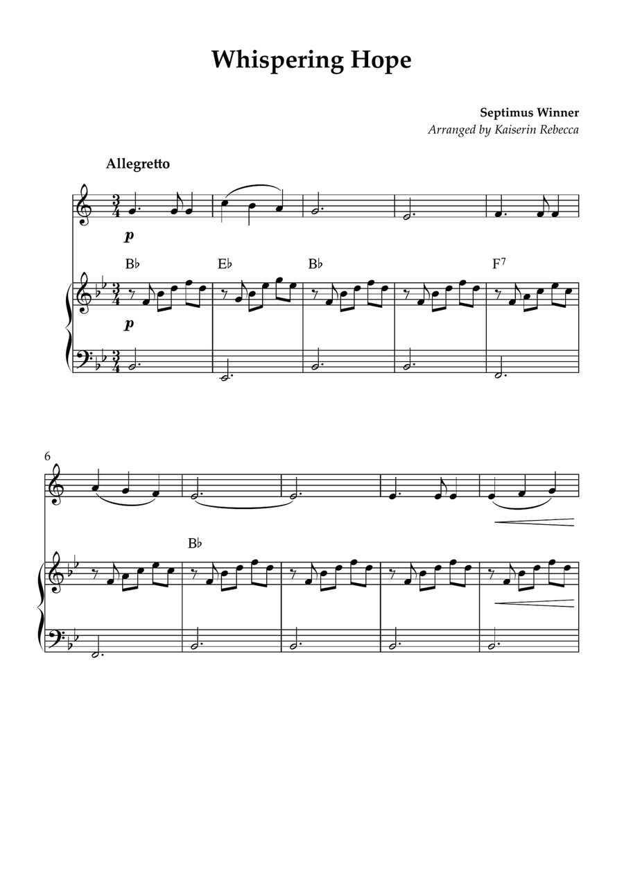 Whispering Hope Whispering Hope B-Flat Clarinet scores gallery preview page 1