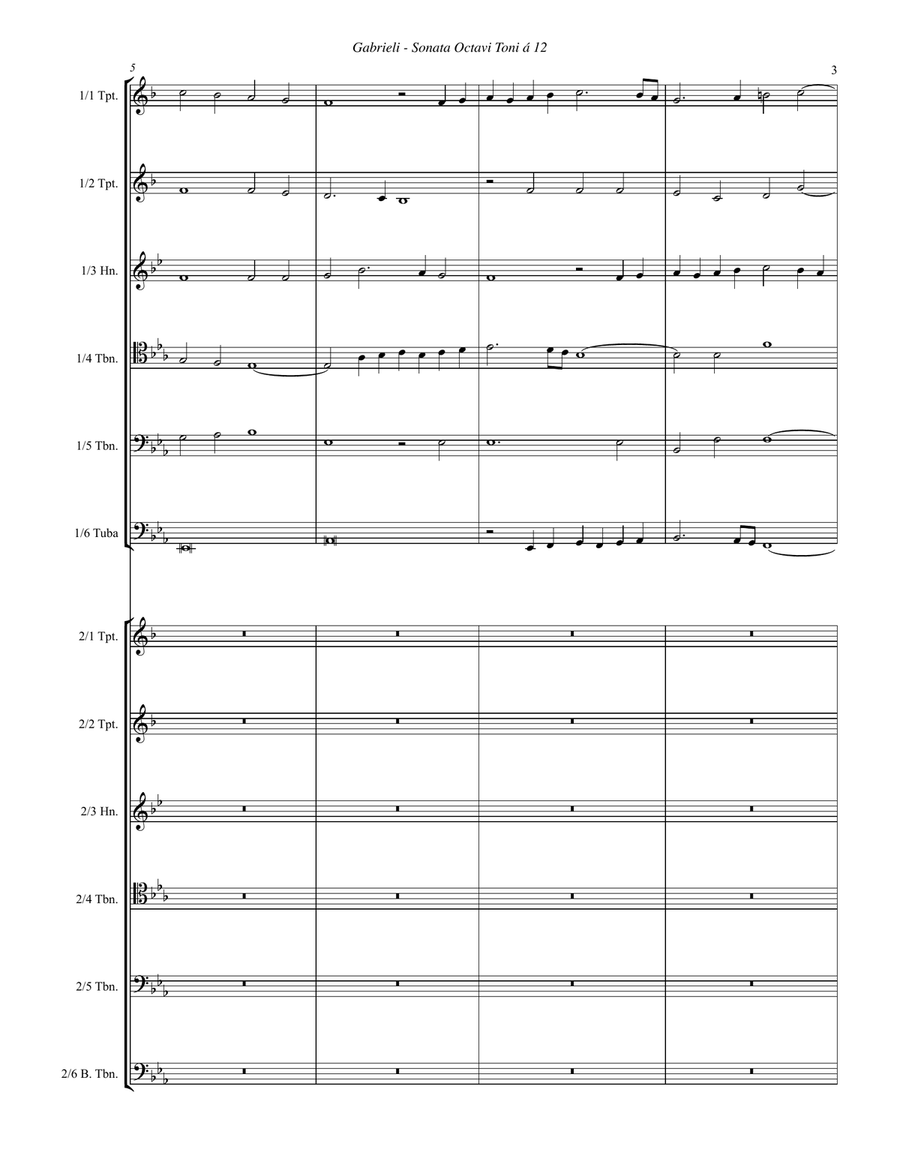 Sonata Octavi Toni a 12 for Brass Ensemble Horn scores gallery preview page 3