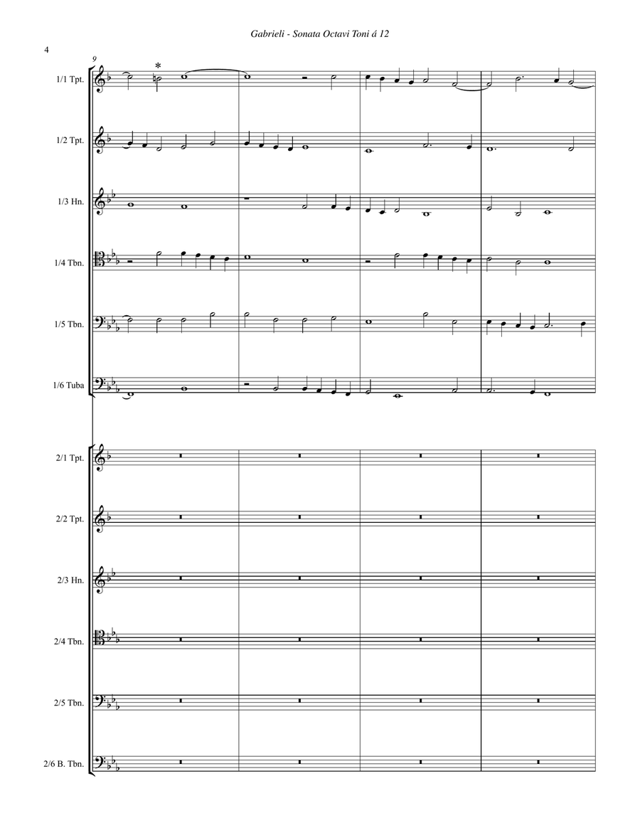 Sonata Octavi Toni a 12 for Brass Ensemble Horn scores gallery preview page 4