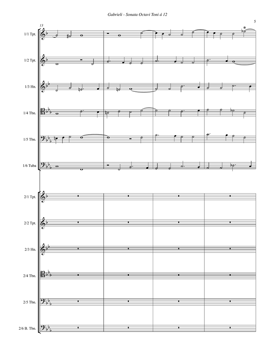 Sonata Octavi Toni a 12 for Brass Ensemble Horn scores gallery preview page 5