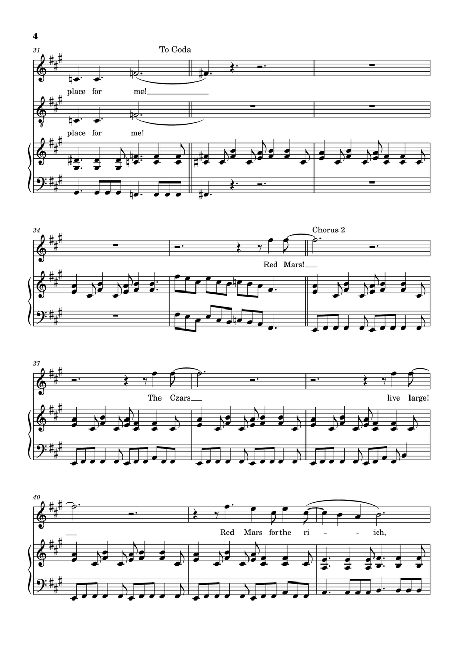 Mars For The Rich Piano, Vocal scores gallery preview page 4