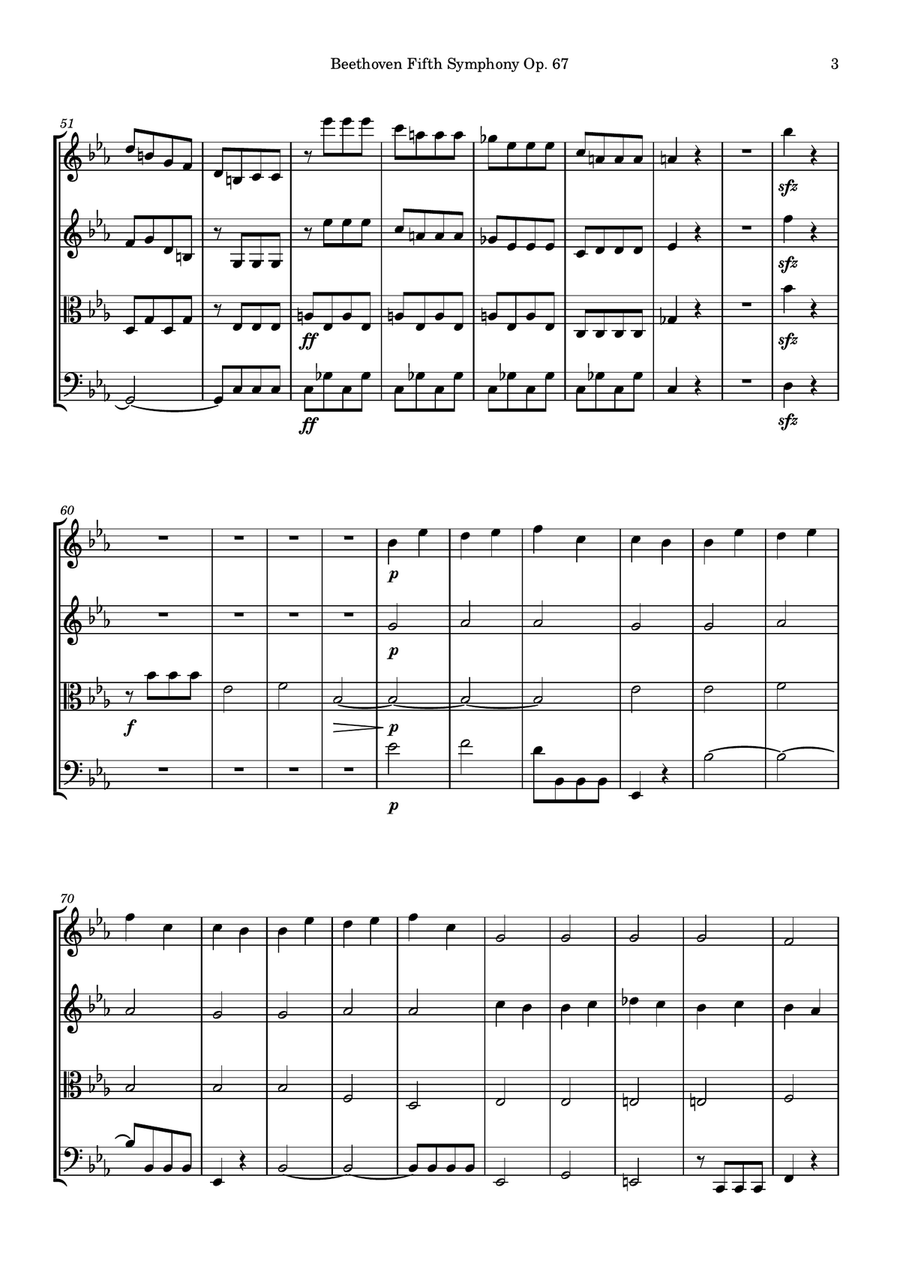 Symphony No. 5 (First movement) String Quartet scores gallery preview page 3