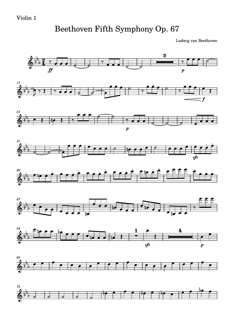 Symphony No. 5 (First movement) String Quartet scores gallery preview page 6
