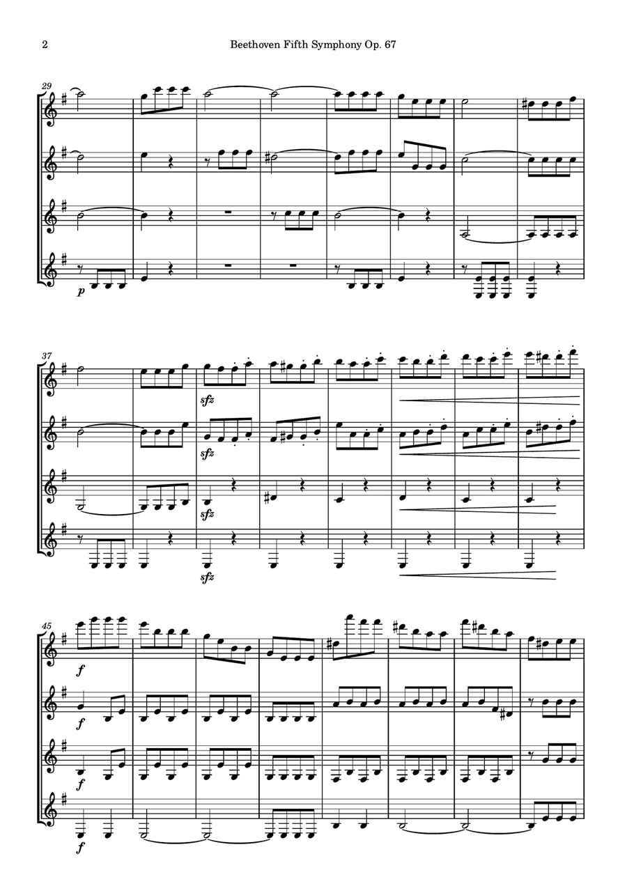 Symphony No. 5 (First movement) Guitar Ensemble scores gallery preview page 2