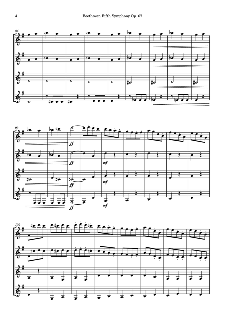 Symphony No. 5 (First movement) Guitar Ensemble scores gallery preview page 4