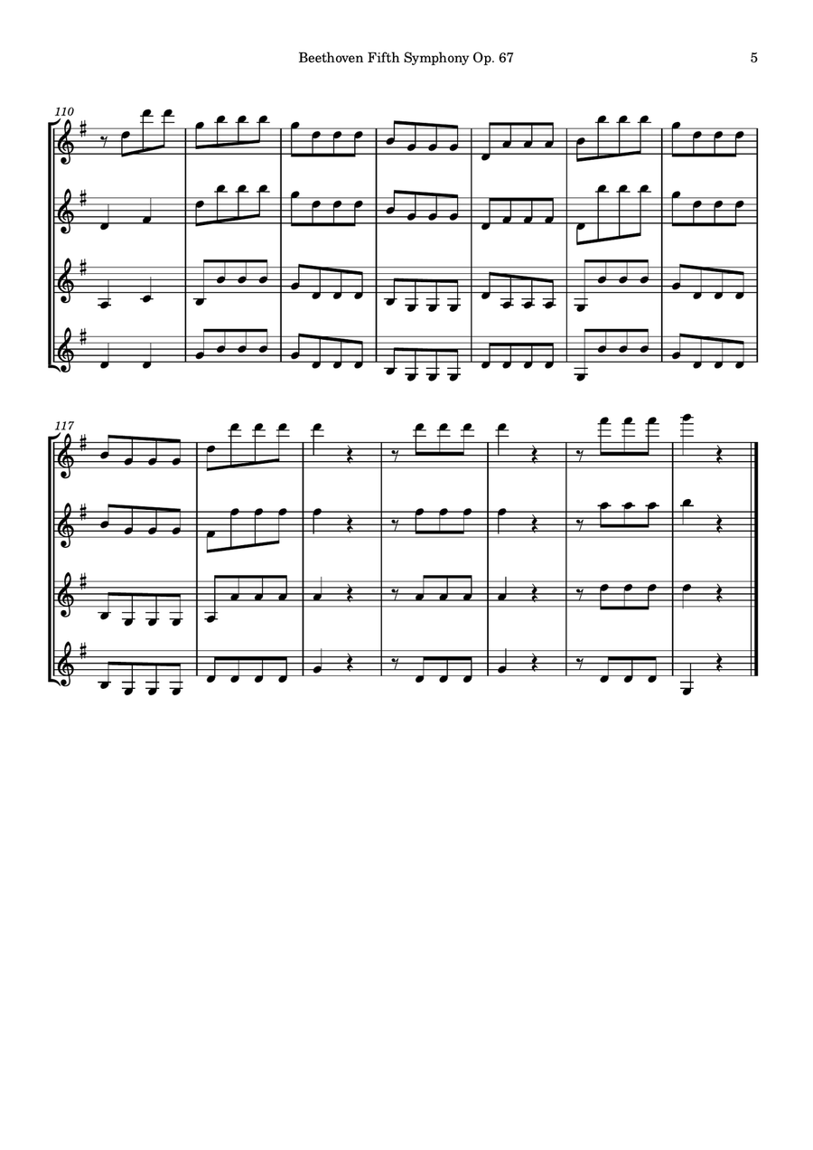 Symphony No. 5 (First movement) Guitar Ensemble scores gallery preview page 5